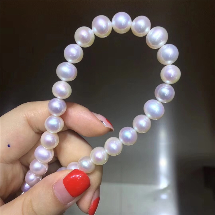 诸暨山下湖天然淡水珍珠项链 8-9mm极强光泽近圆极微瑕珍珠项链