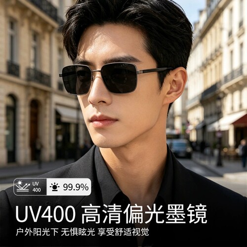 偏光墨镜男款高级感痞帅2026新款开车防紫外线太阳眼镜近视带度数