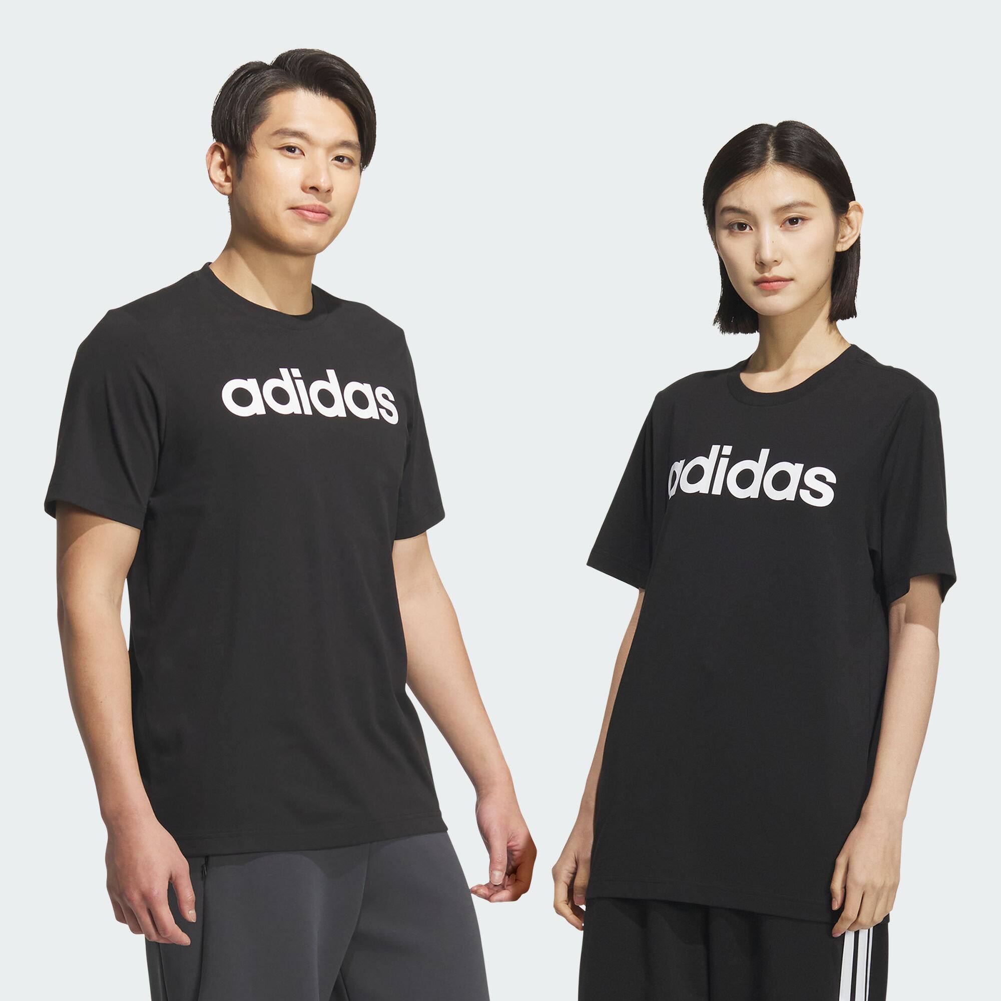 阿迪达斯男子情侣款纯棉短袖圆领T恤KA8336|KA8337