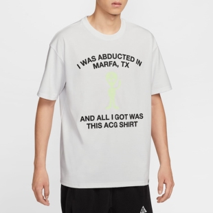 NIKE/耐克ACG户外男子速干T恤夏季白色印花透气运动短袖HV2169