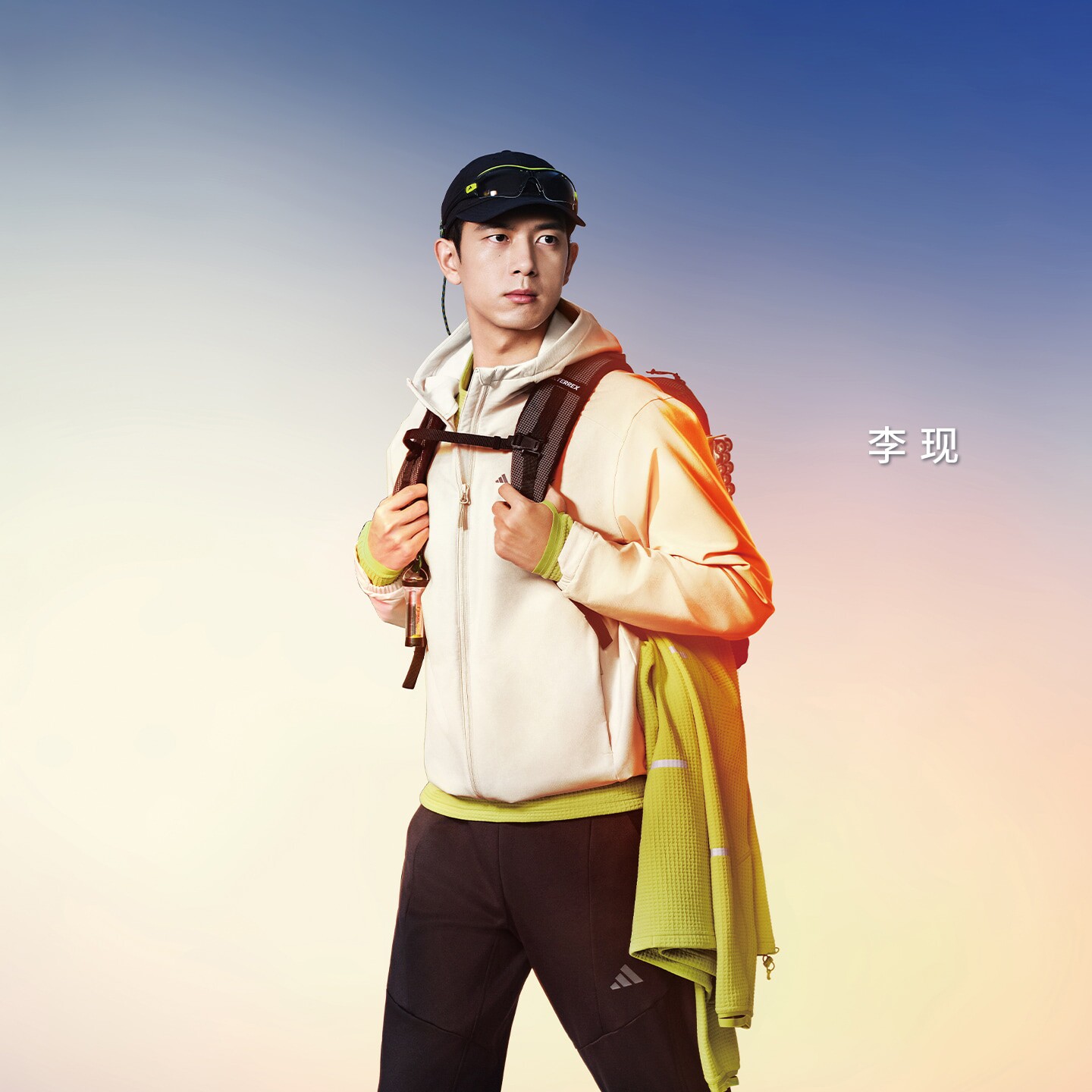 阿迪达斯男子李现同款透湿保暖华夫格跑步运动卫衣套头衫JM5718