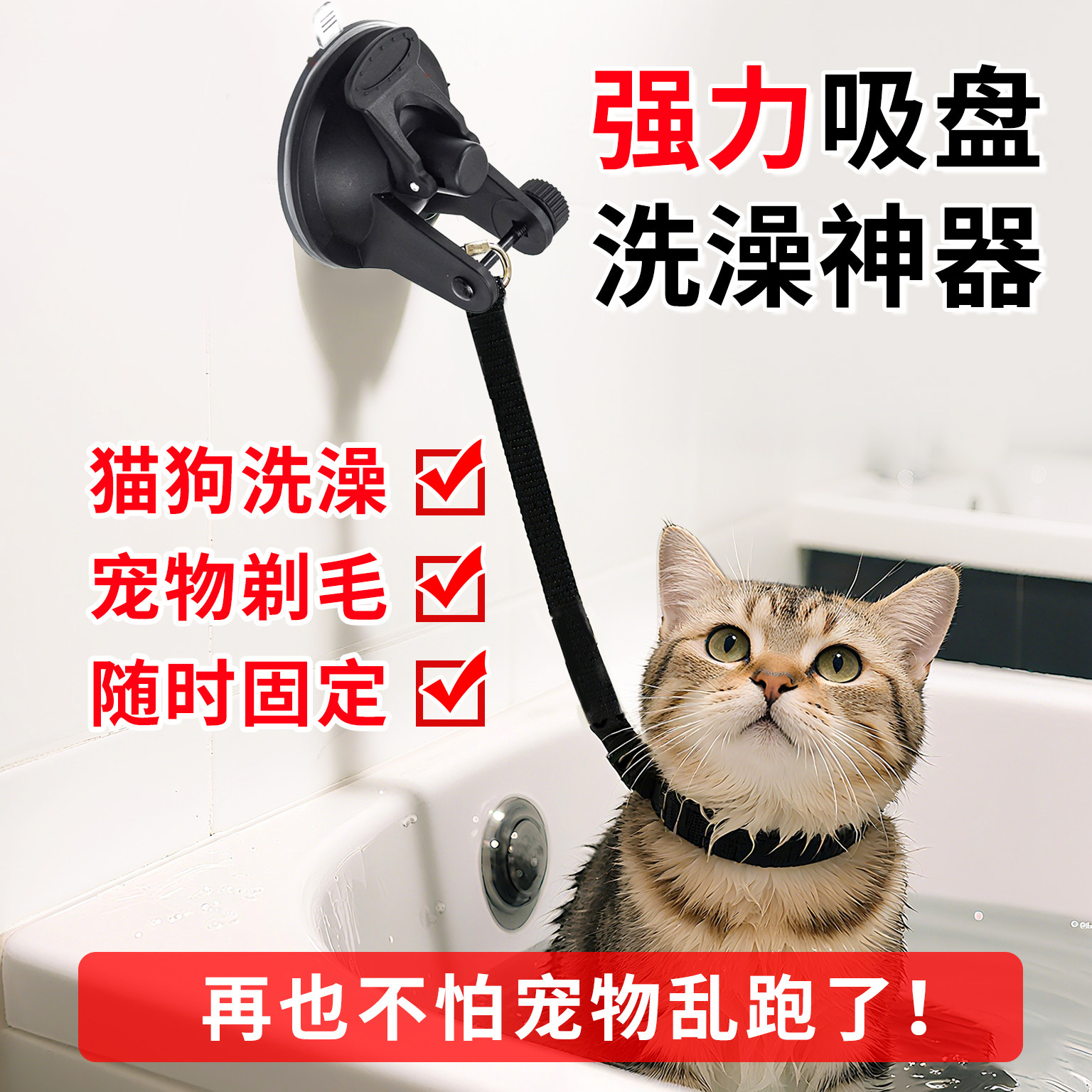 猫咪洗澡神器宠物固定绳吸盘绑狗绳美容桌吊绳家用洗狗吹毛固定器
