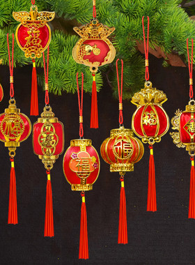 2026新年丝线小红灯笼钱袋包植物盆景中国结门把手挂件喜庆用品