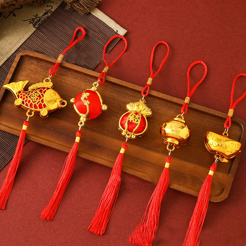 2026新居镀金元宝灯笼植物小挂件防水挂饰房间盆景喜庆客厅吊饰