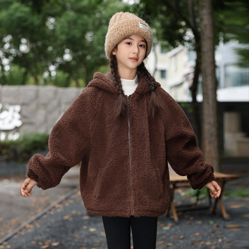 大牌折扣童装毛毛衣外套男童女童冬装棉服2026中大童连帽棉服外套