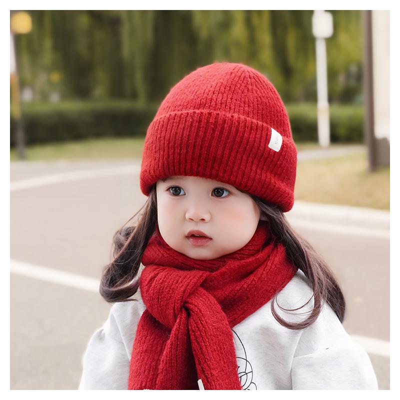 新年套装冬季针织帽围巾两件套