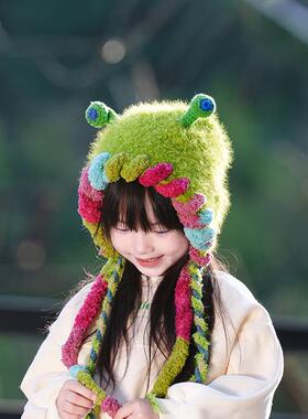 儿童搞怪冬季帽子宝宝保暖帽男女童可爱套头帽女宝户外防风护耳帽