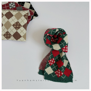 经典 拼色喜庆节日气氛围脖 圣诞系列围巾男女宝宝秋冬户外保暖经典