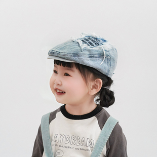 儿童前进帽春夏季男女小童反戴鸭舌贝雷帽透气舒适百搭牛仔可调节