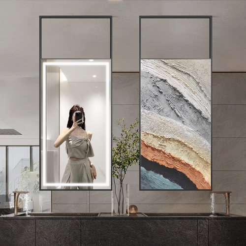 洗手台长方形悬空吊镜发光镜子