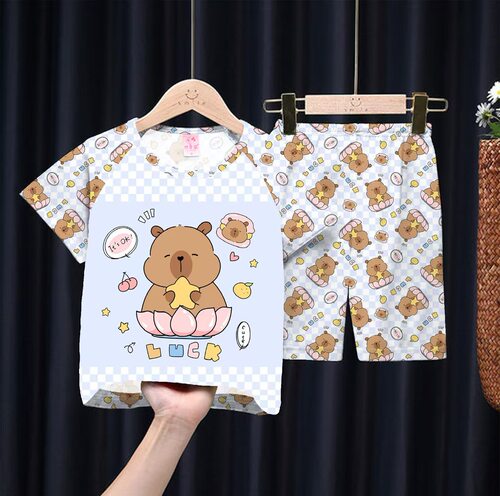 2026 卡皮巴拉 capybara周边短袖上衣短裤子夏季睡衣服男孩女童装