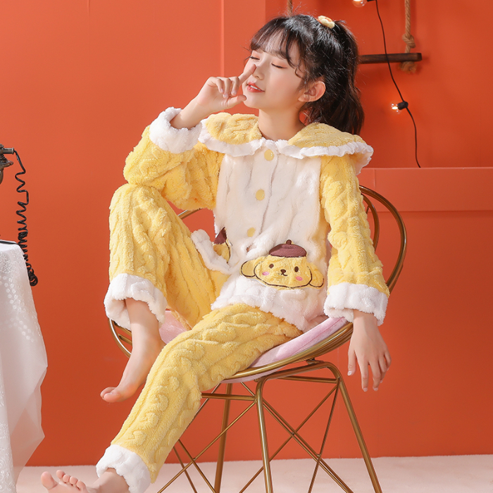 女童睡衣长毛绒冬季提花绒加厚款5布丁狗猫6小孩7三丽鸥8岁9保暖3