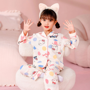 10岁HelloKitty衣服春夏 春秋儿童凯蒂猫睡衣女孩子3