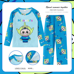 三眼仔儿童睡衣男孩女孩春秋夏季薄款男童女童家居服labubu拉布布