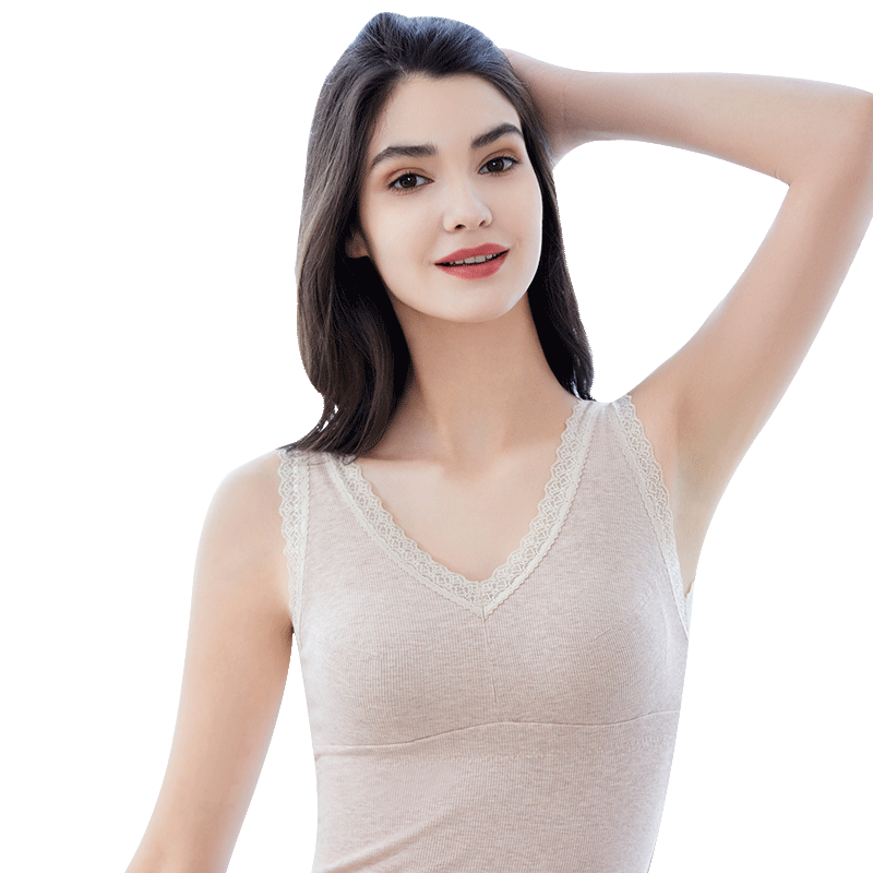 美佳美侬保暖背心内衣女士带胸垫冬季秋衣打底上衣加厚加绒内搭
