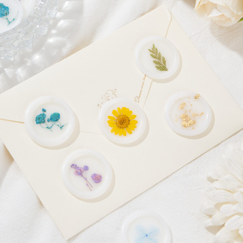 干花蜡标logo图案个性定制火漆印章蜡标贴 火漆贴纸信封封口贴纸