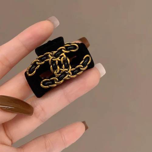 高端精致小香风丝绒小抓夹优雅气质氛围感发夹后脑勺半扎发小发饰