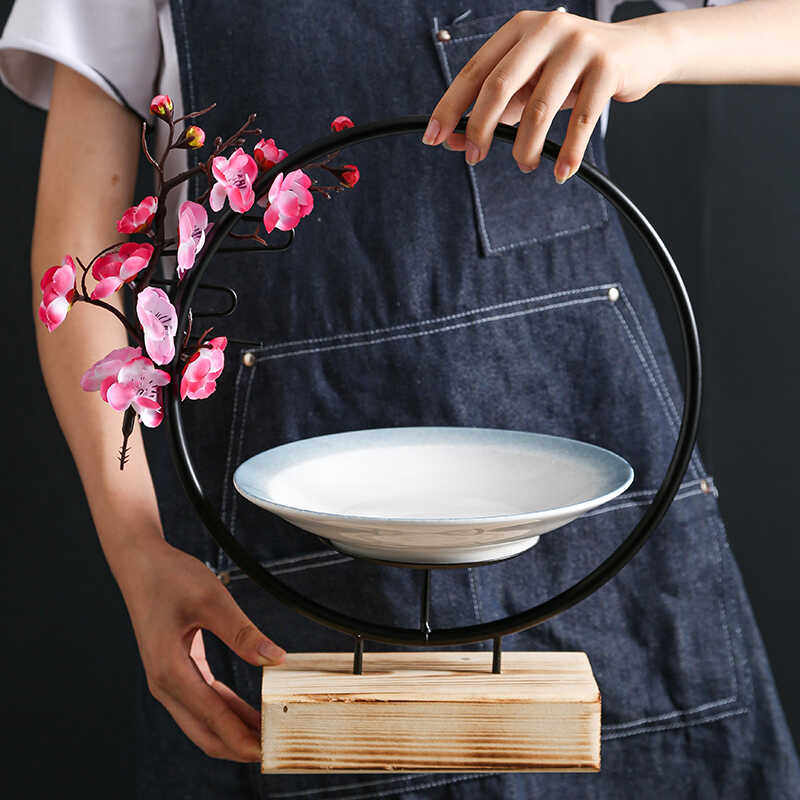 创意铁艺支架梅菜扣肉盘网红主题餐厅酒店明档自助餐凉菜盘展示架