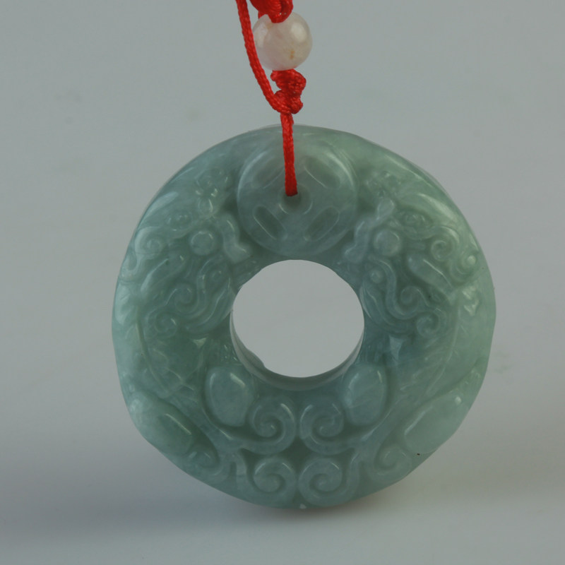 天然翡翠A货双貔貅吊坠男女款玉石平安扣招财貔貅挂坠饰品项链