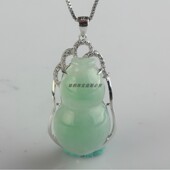 瑜韵珠宝缅甸玉翡翠吊坠项链天然高端冰种a货女款 葫芦镶嵌送证书