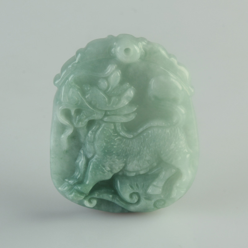 天然缅甸翡翠A货麒麟吊坠 财玉麒麟玉石项链挂件玉牌玉佩