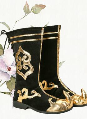 新款蒙古舞蹈演出跳舞靴子打鼓少数民族藏族男女表演鞋子舞台民族