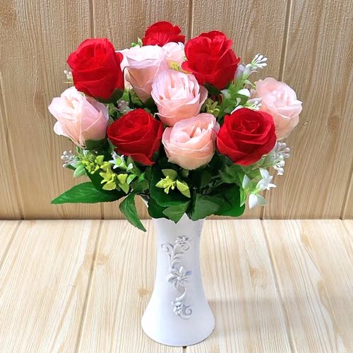 玫瑰花束假花仿真娟花摆设客厅餐桌插花瓶假菊花装饰摆件家居饰品 - 封面