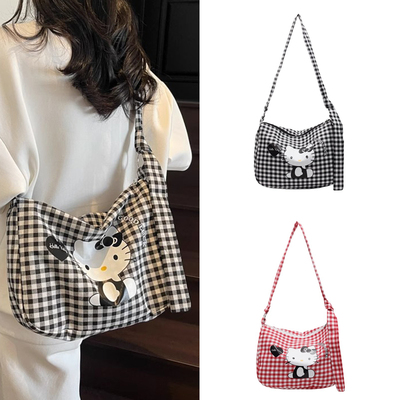 帆布包女2025新款斜挎包可爱HelloKitty大容量学生上课通勤托特包