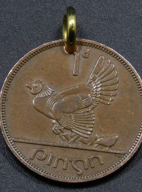 硬币吊坠紫铜养牛复古钥匙饰品