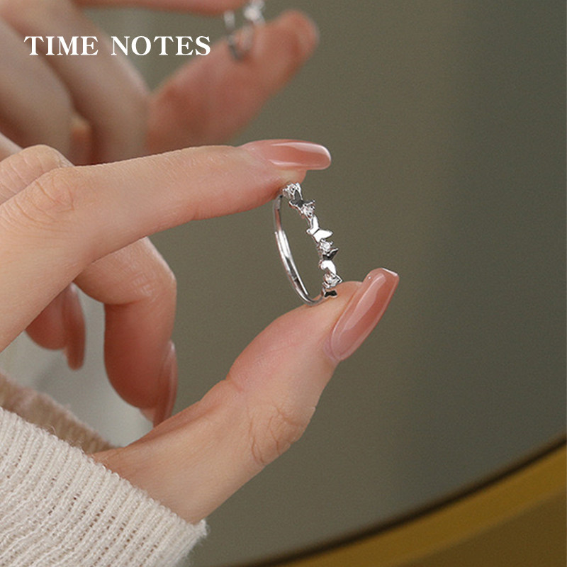 999纯银戒指女足银食指戒无名指尾戒蝴蝶可爱银饰品首饰送女友