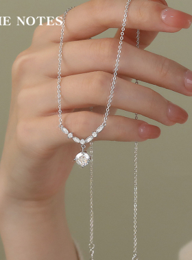 999纯银项链女足银锁骨链镀金锆石仙气韩版银饰品首饰生日礼物
