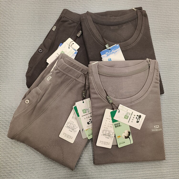 施贝尔男士竹纤维圆领秋衣360-1蚕丝长护膝秋裤360-2打底裤衬裤