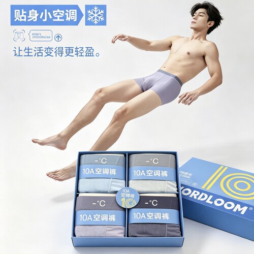 威德龙空调裤男士平角透气网眼舒适抗菌裆莫代尔夏季四角裤头0833