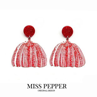 26年新年红色波点南瓜耳环女小众设计草间弥生画风感高级气质耳钉