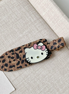 新款可爱豹纹猫咪蝴蝶结发夹刘海夹简约少女发饰无痕夹发卡头饰女