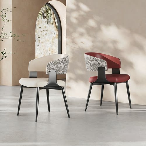 新中式轻奢意式高级软包餐椅靠背家用餐厅现代极简餐桌椅子酒店凳