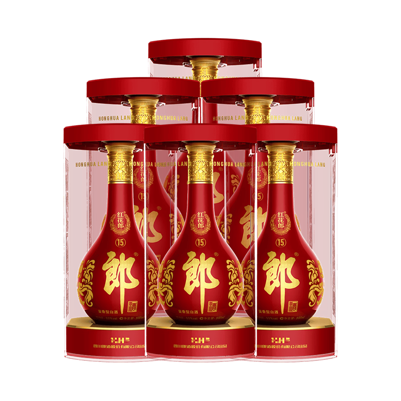 郎酒红花郎十五15酱香型53度高度500ml*6瓶过节送礼四川白酒