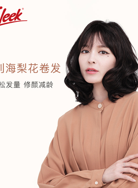 sleek假发女中短发斜刘海梨花烫自然卷发套中长卷梨花头时尚头套