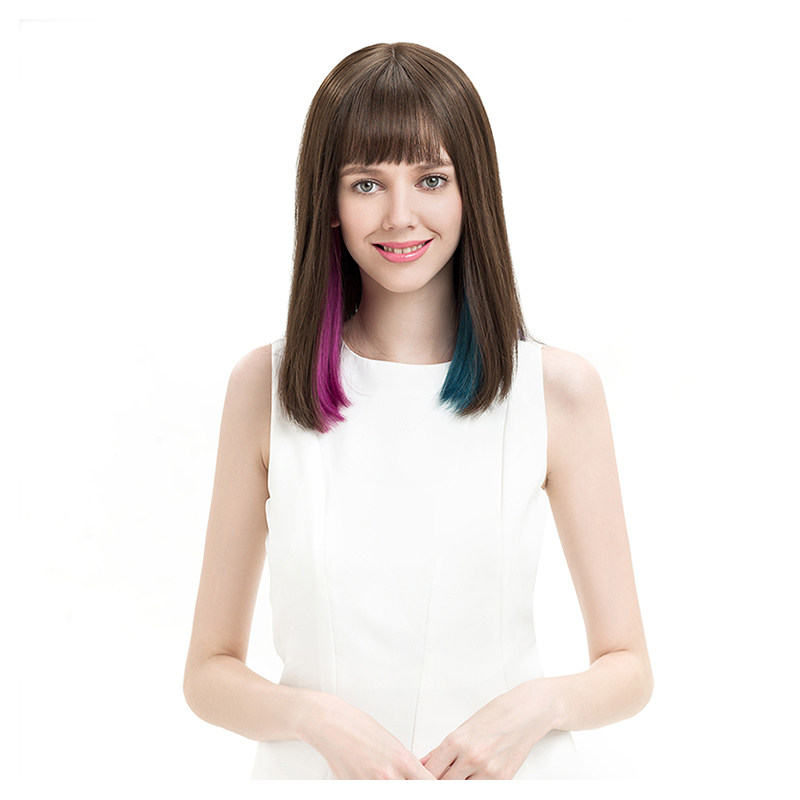 sleek漫画齐刘海真发头套挂耳染图片