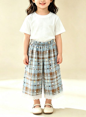 女童夏日高弹不勒肚透气九分裤