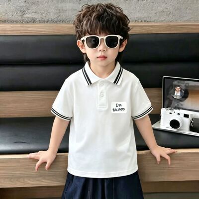 夏季学院风男中大童短袖POLO衫