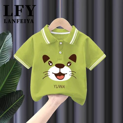 翻领条纹短袖polo衫夏季童装