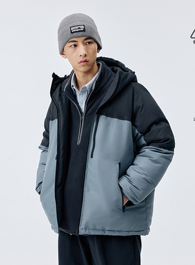 BENPANDA 85白鸭绒冬季男款冲锋羽绒服拼色保暖加厚外套面包服