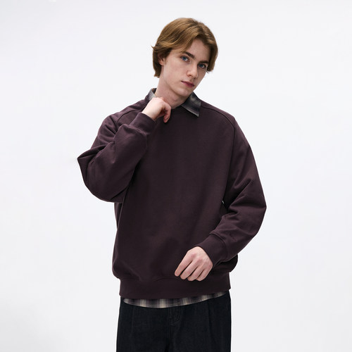 BENPANDA纯色圆领廓形刺绣卫衣