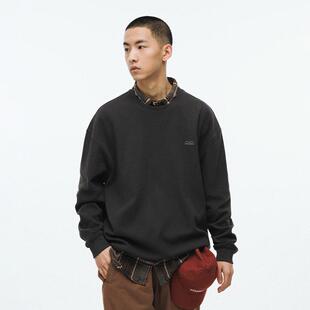 BENPANDA 2025春季新款华夫格卫衣男日系圆领水洗宽松青少年上衣