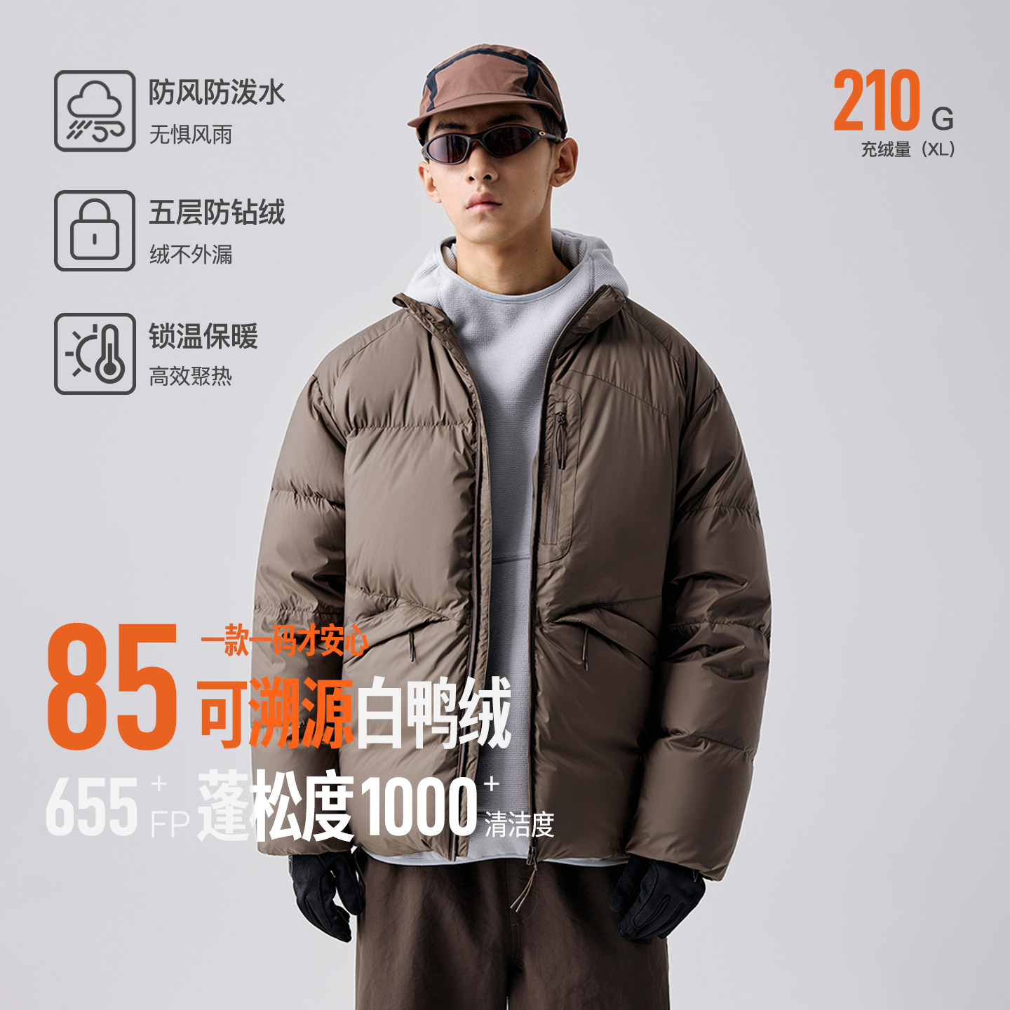 BENPANDA85白鸭绒防泼水羽绒服