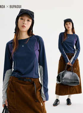 BENPANDA x BUPAIDUI运动速干明线拼接长袖T恤打底衫女2025秋新款