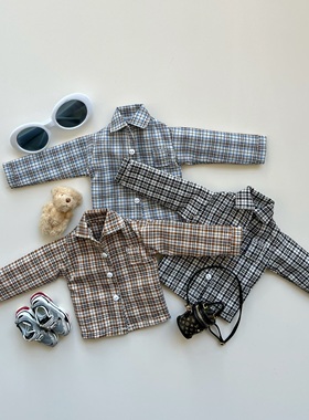 blythe小布娃娃ob24 azone19关节素体pp fr bjd小六娃衣 格子衬衣