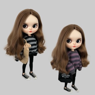 小布blythe娃娃衣服ob24 条纹卫衣 26素体azone19关节bjd小六娃衣