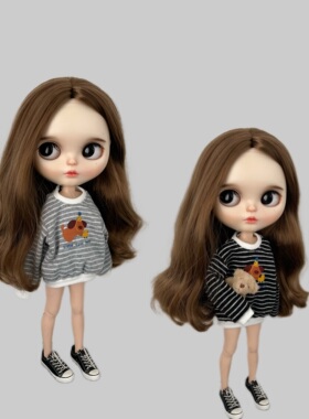 blythe小布娃娃衣服 ob22 24素体 licca azone19关节条纹卫衣